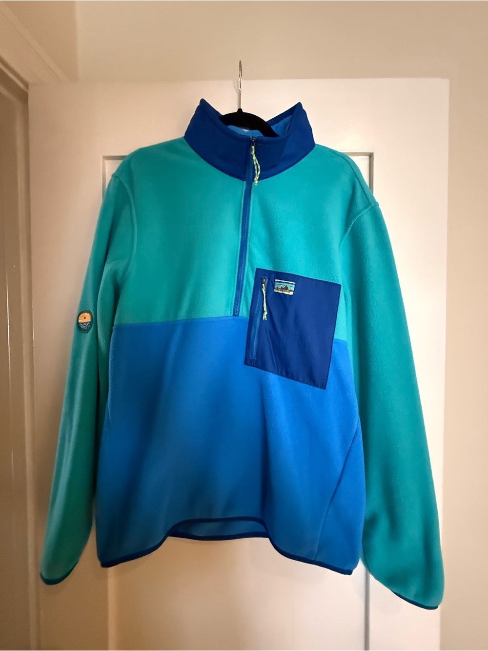 NEW Patagonia Teal & Blue Two-Tone Fleece Pullover